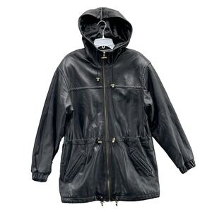 Colebrook Leather Parka Jacket Womens Medium Outdoor Edgy Avant-Garde Moto Biker